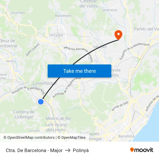 Ctra. De Barcelona - Major to Polinyà map