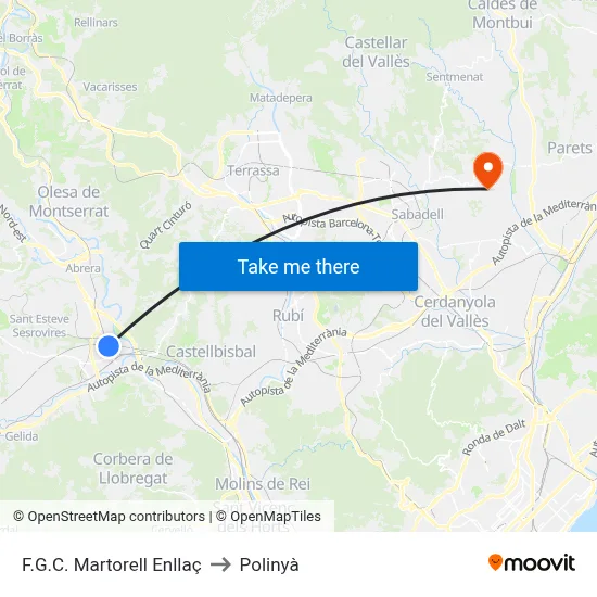 F.G.C. Martorell Enllaç to Polinyà map