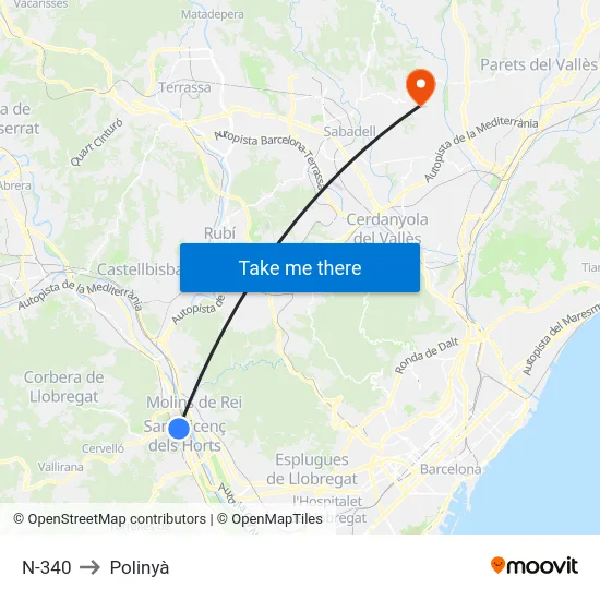 N-340 to Polinyà map