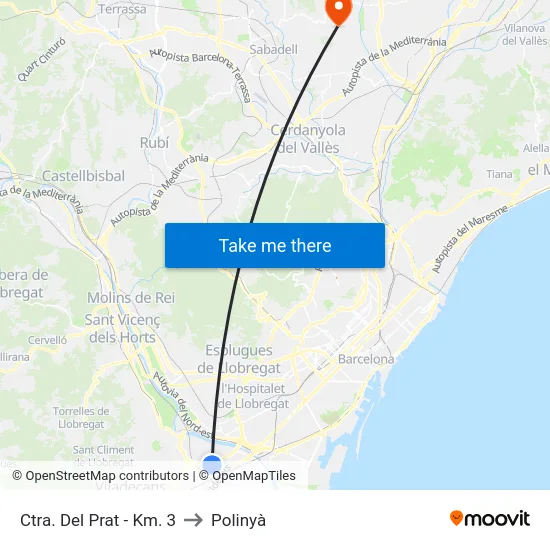 Ctra. Del Prat - Km. 3 to Polinyà map