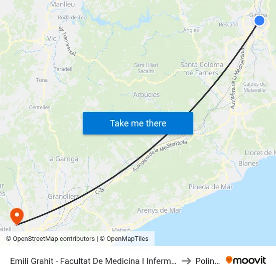 Emili Grahit - Facultat De Medicina I Infermeria to Polinyà map