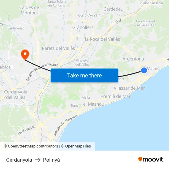 Cerdanyola to Polinyà map