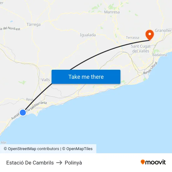Estació De Cambrils to Polinyà map