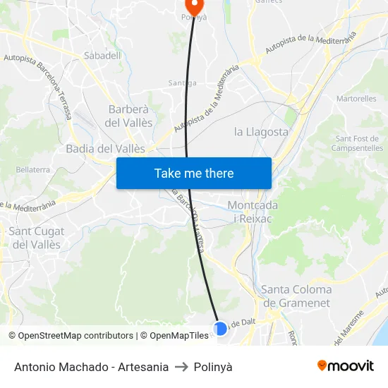 Antonio Machado - Artesania to Polinyà map