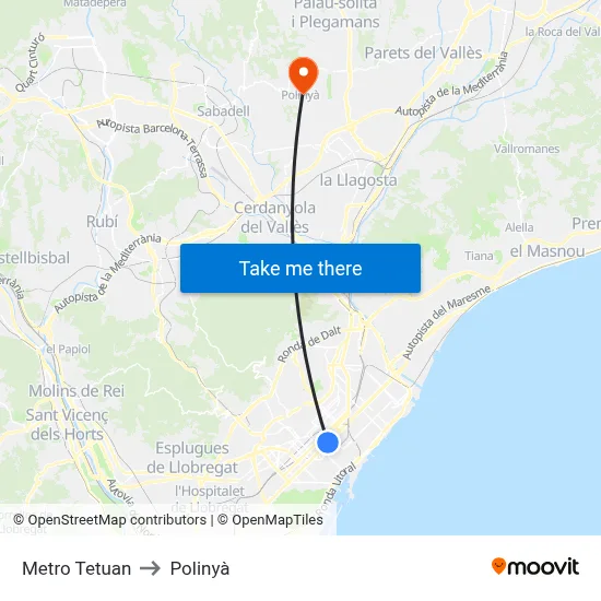 Metro Tetuan to Polinyà map