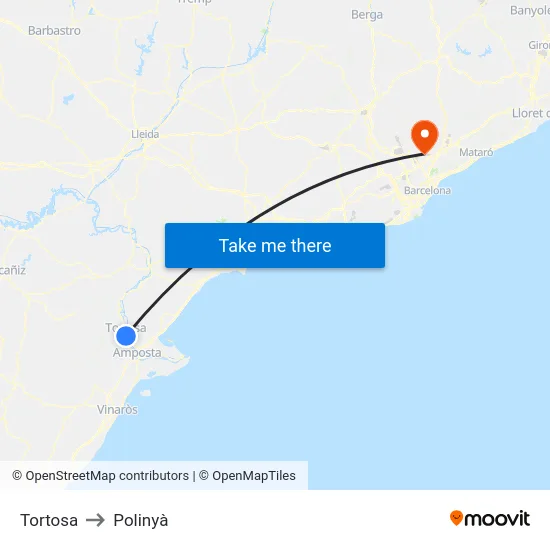 Tortosa to Polinyà map