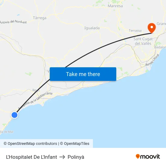 L'Hospitalet De L'Infant to Polinyà map