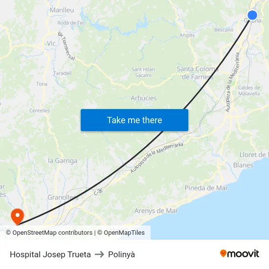 Hospital Josep Trueta to Polinyà map