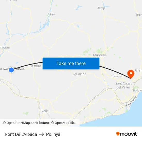 Font De L'Albada to Polinyà map