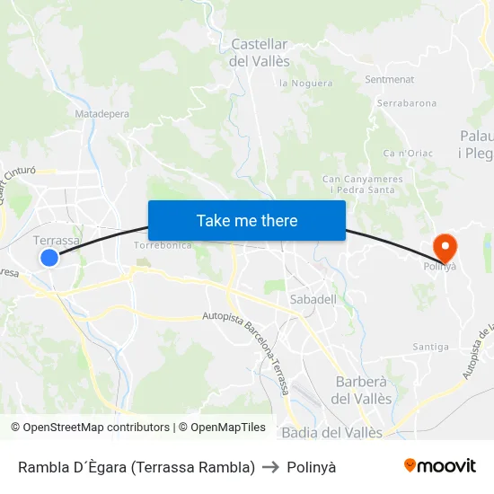 Rambla D´Ègara (Terrassa Rambla) to Polinyà map