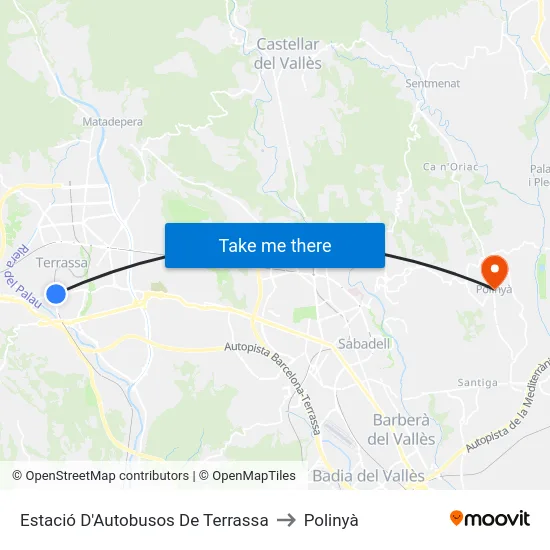 Estació D'Autobusos De Terrassa to Polinyà map