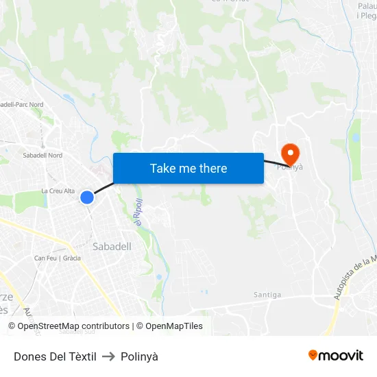 Dones Del Tèxtil to Polinyà map