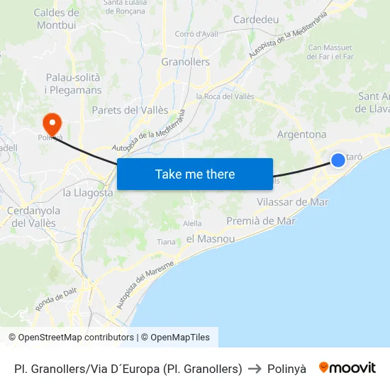 Pl. Granollers/Via D´Europa (Pl. Granollers) to Polinyà map