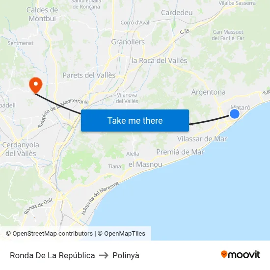 Ronda De La República to Polinyà map