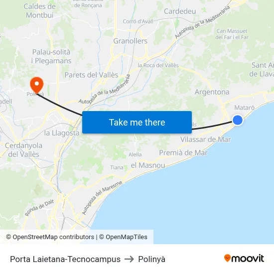 Porta Laietana-Tecnocampus to Polinyà map