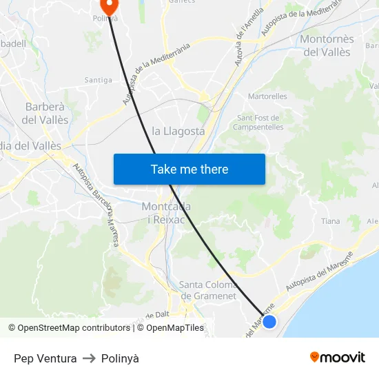 Pep Ventura to Polinyà map