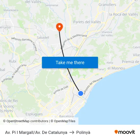 Av. Pi I Margall/Av. De Catalunya to Polinyà map