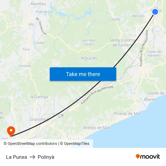 La Punxa to Polinyà map