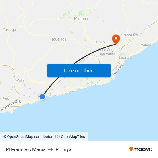 Pl Francesc Macià to Polinyà map