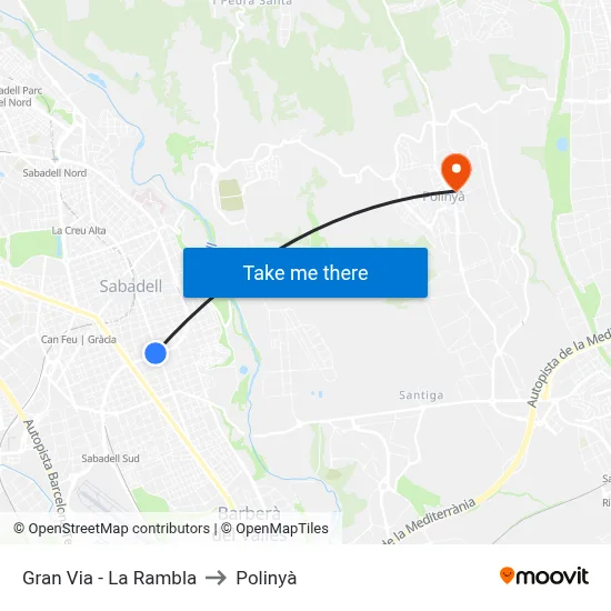 Gran Via - La Rambla to Polinyà map