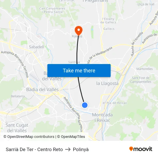 Sarrià De Ter - Centro Reto to Polinyà map