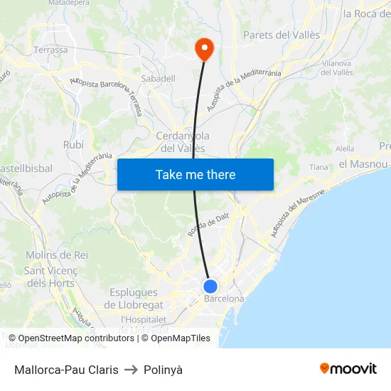 Mallorca-Pau Claris to Polinyà map
