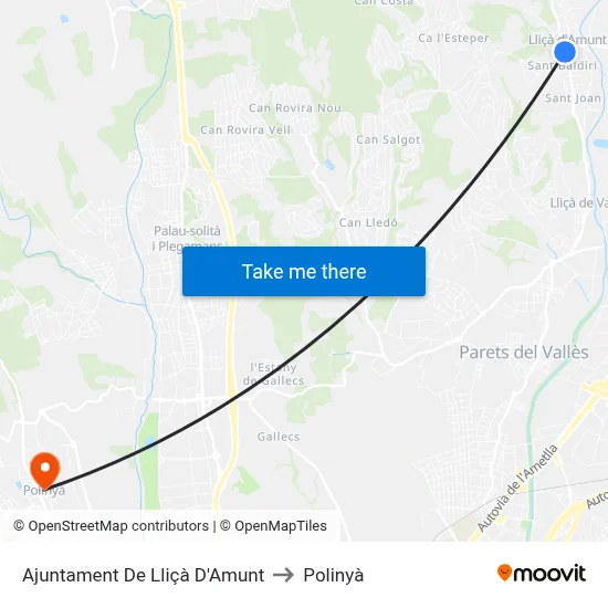 Ajuntament De Lliçà D'Amunt to Polinyà map