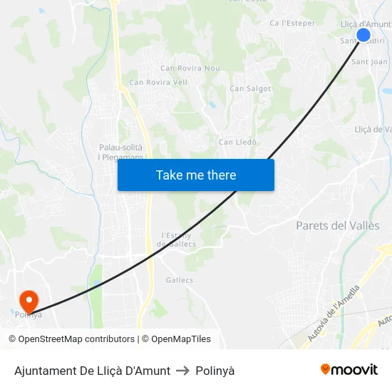 Ajuntament De Lliçà D'Amunt to Polinyà map
