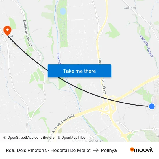 Rda. Dels Pinetons - Hospital De Mollet to Polinyà map