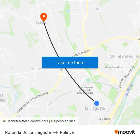 Rotonda De La Llagosta to Polinyà map