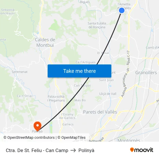 Ctra. De St. Feliu - Can Camp to Polinyà map