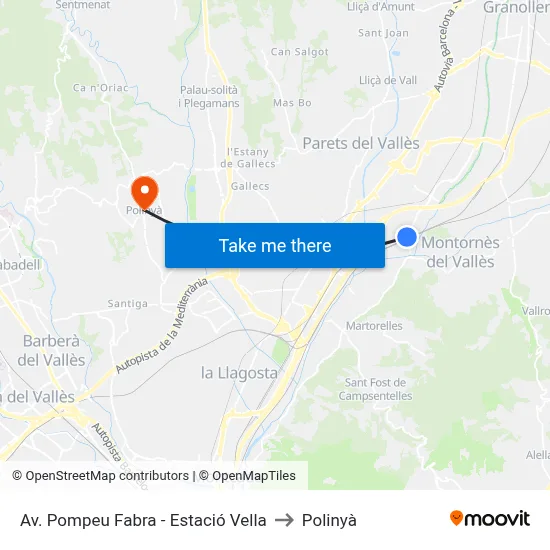 Av. Pompeu Fabra - Estació Vella to Polinyà map