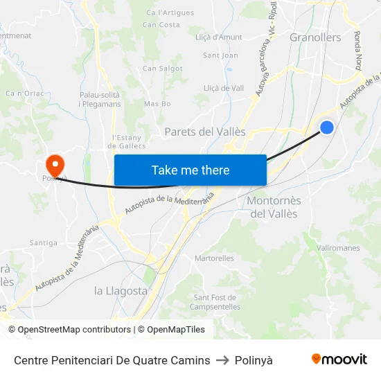 Centre Penitenciari De Quatre Camins to Polinyà map