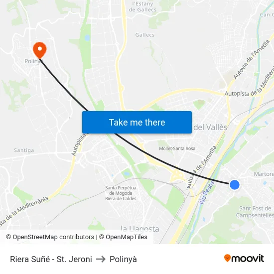 Riera Suñé - St. Jeroni to Polinyà map