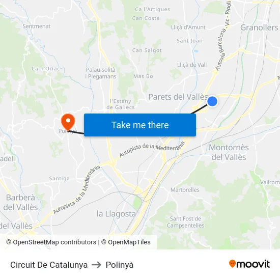 Circuit De Catalunya to Polinyà map