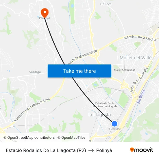 Estació Rodalies De La Llagosta (R2) to Polinyà map