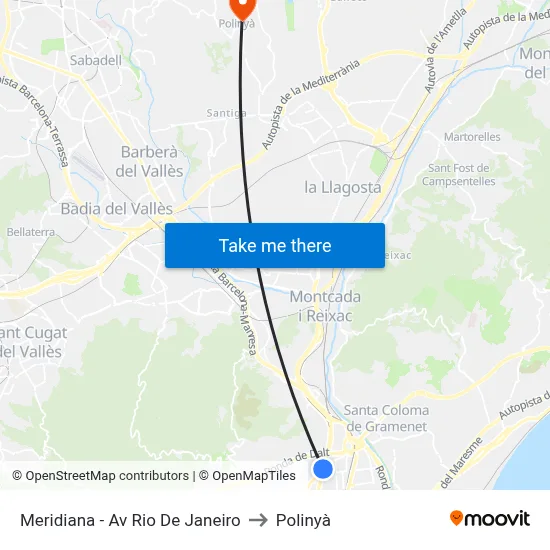 Meridiana - Av Rio De Janeiro to Polinyà map