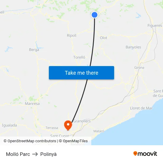 Molló Parc to Polinyà map