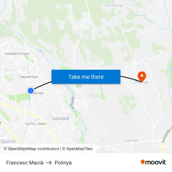 Francesc Macià to Polinyà map