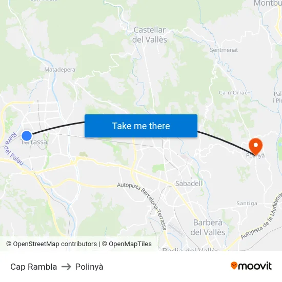 Cap Rambla to Polinyà map