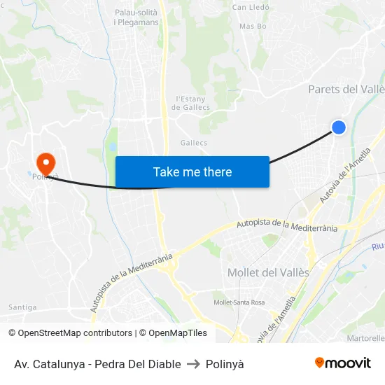 Av. Catalunya - Pedra Del Diable to Polinyà map
