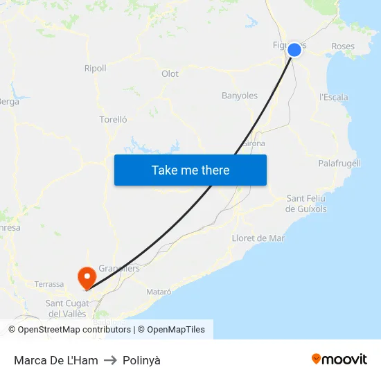 Marca De L'Ham to Polinyà map