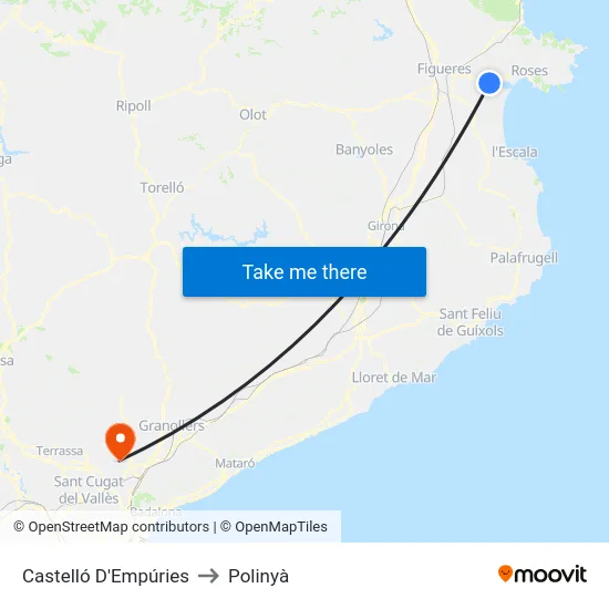Castelló D'Empúries to Polinyà map