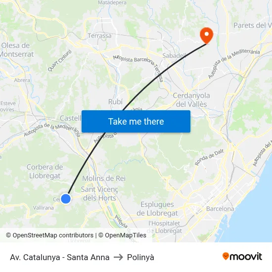 Av. Catalunya - Santa Anna to Polinyà map