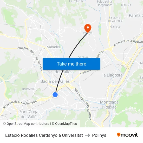 Estació Rodalies Cerdanyola Universitat to Polinyà map