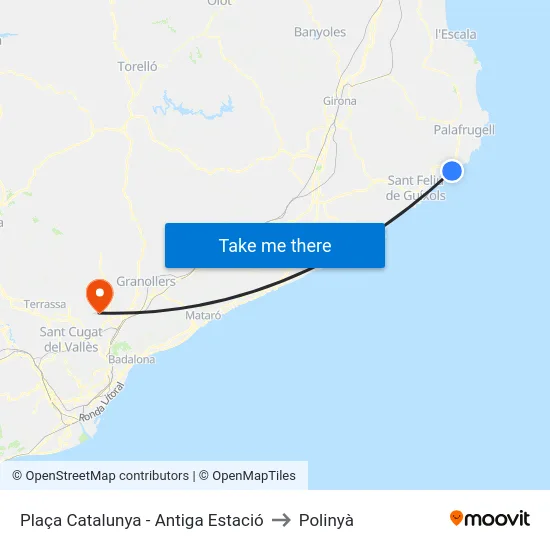 Plaça Catalunya - Antiga Estació to Polinyà map