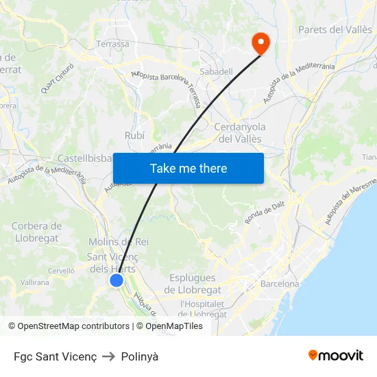 Fgc Sant Vicenç to Polinyà map