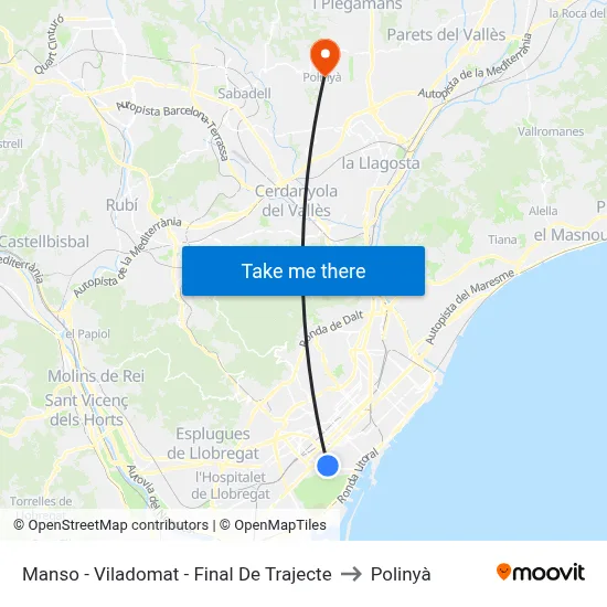 Manso - Viladomat - Final De Trajecte to Polinyà map