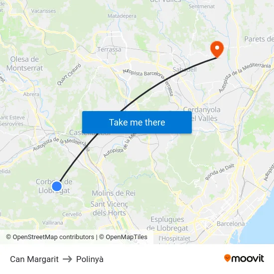 Can Margarit to Polinyà map