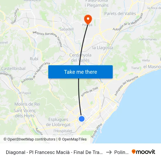 Diagonal - Pl Francesc Macià - Final De Trajecte to Polinyà map